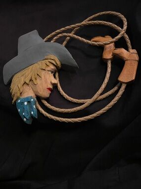 Ellis Johnson hand carved bolo tie-Unique!